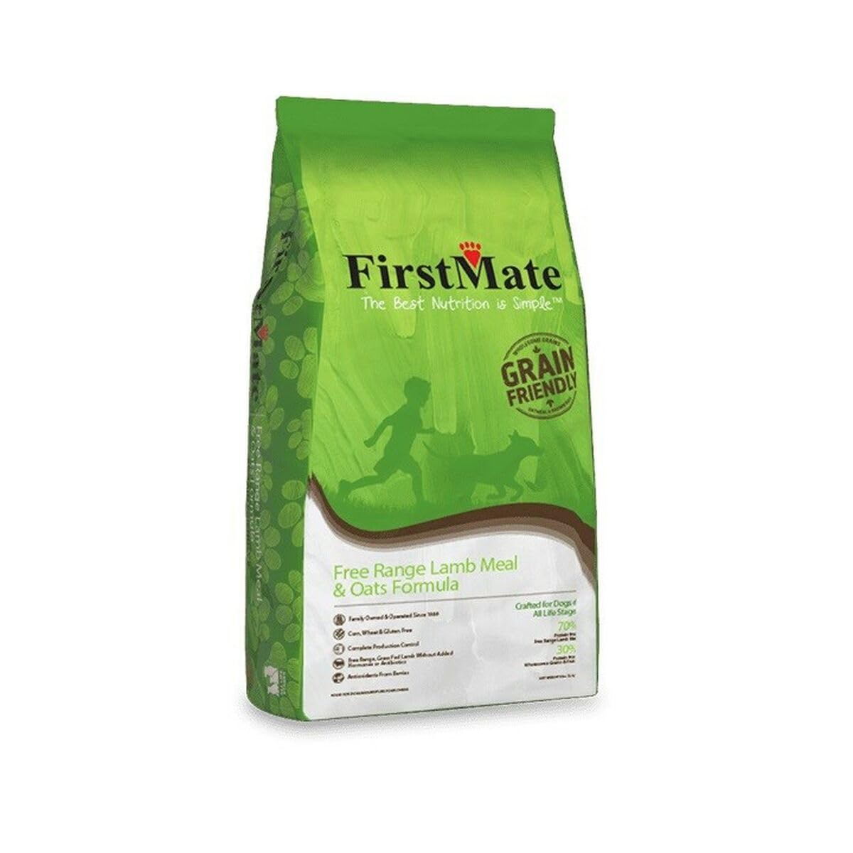 FirstMate Pet Foods Free Range Lamb and Oats Dog Food, 5 Pounds, High Protein Dog Kibble