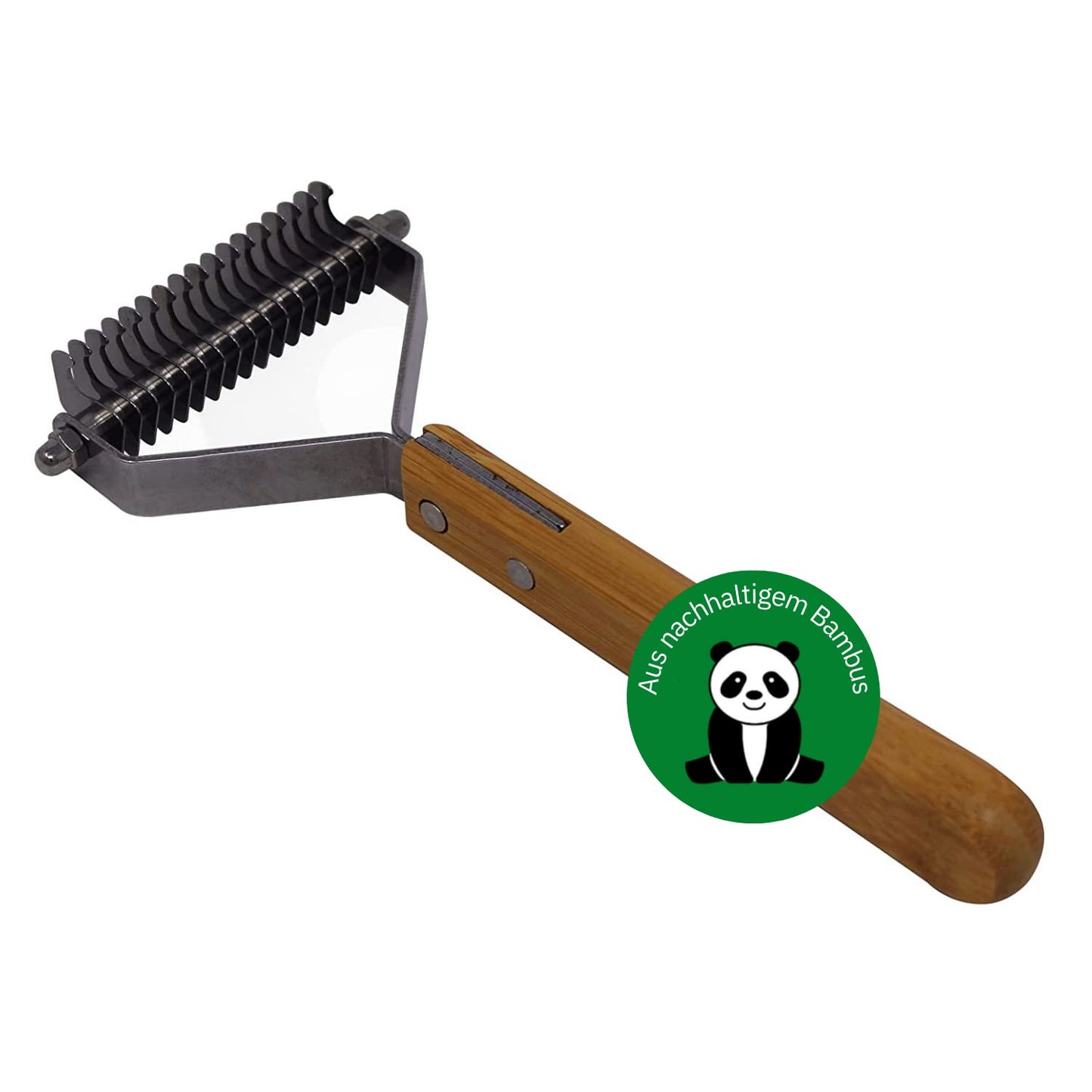 Bamboo Groom Dematting Comb with 17 Stainless Steel Teeth