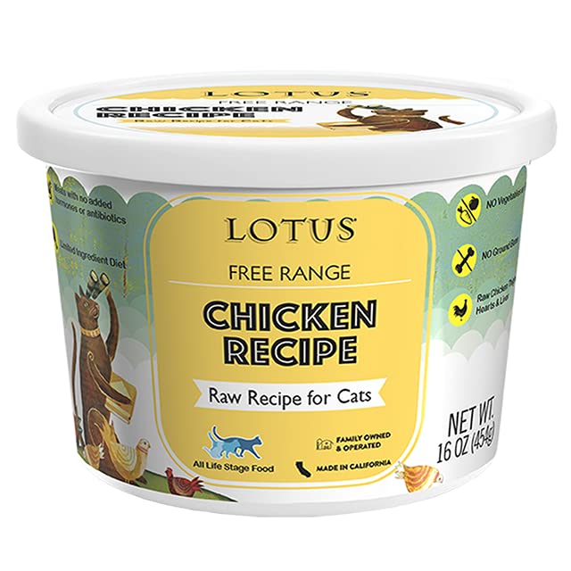 Lotus, Free Range Chicken Raw Frozen Cat Food, 16 Ounce