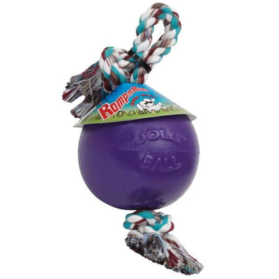 Jolly Pets Romp-n-Roll Rope and Ball Dog Toy, 8 Inches/Large, Purple, Large Breeds