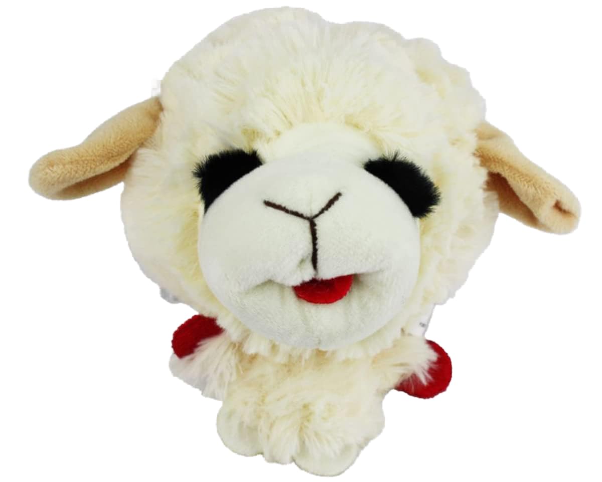 Multipet Lamb Chop Head Knobby Noggins Dog Ball Toy Size 5"