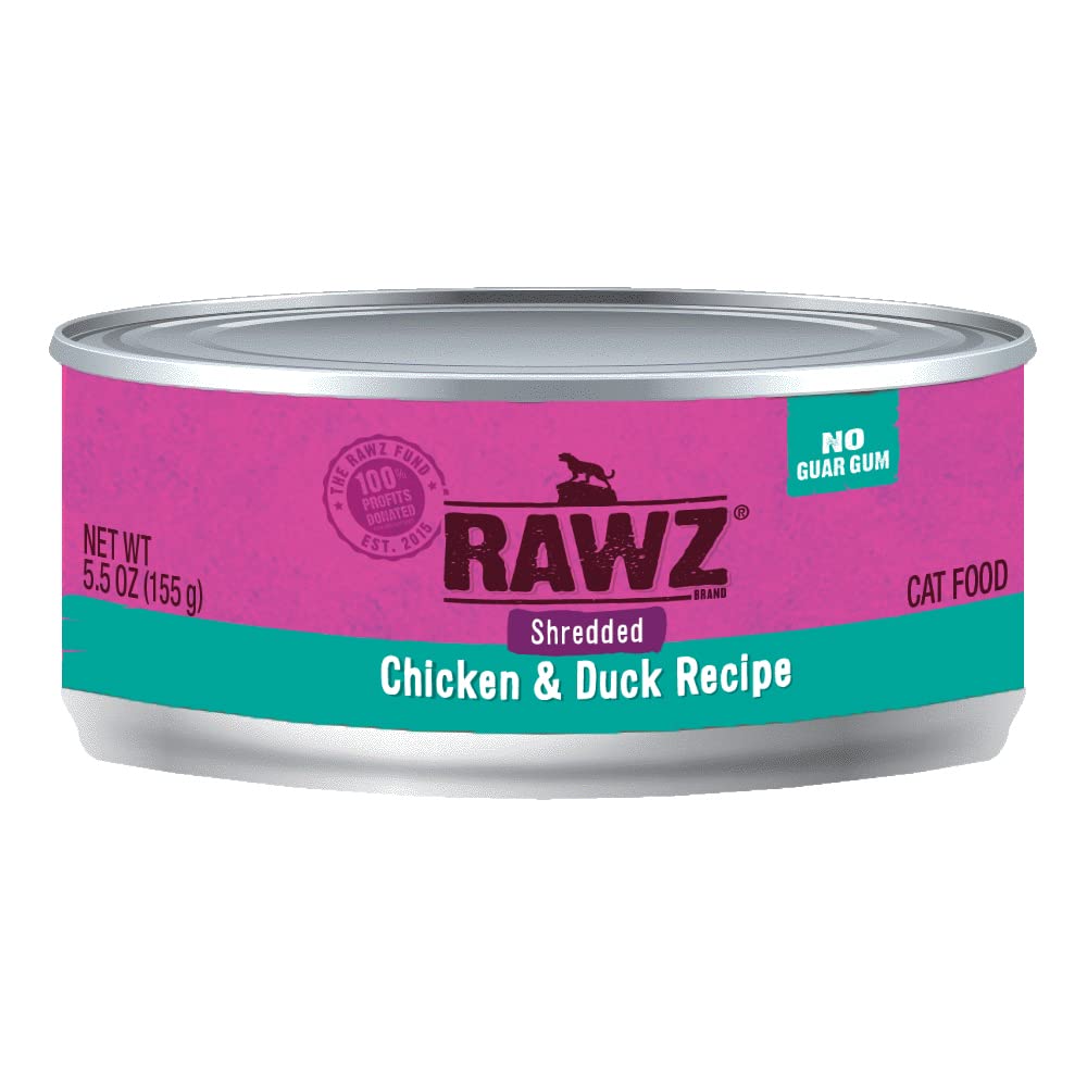 Rawz, Shredded Chicken & Duck Recipe Adult Canned Cat Food, 5.5 oz