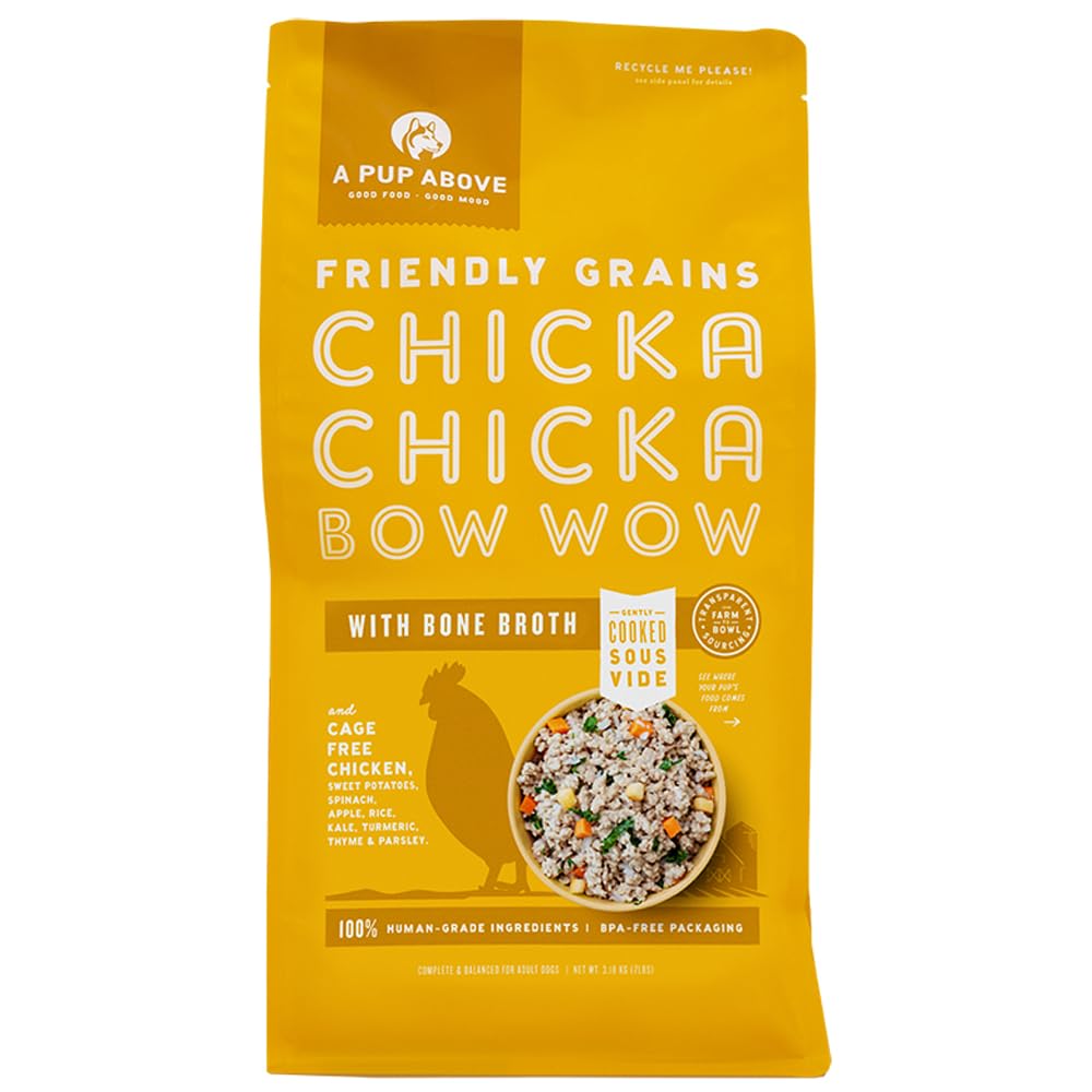 A Pup Above, Gently Cooked Friendly Grains Chicka Chicka Bow Wow with Bone Broth Frozen Dog Food, 112 Ounce