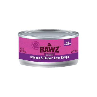 RAWZ, Shredded Chicken & Chicken Liver Recipe Adult Canned Cat Food, 3 Ounce