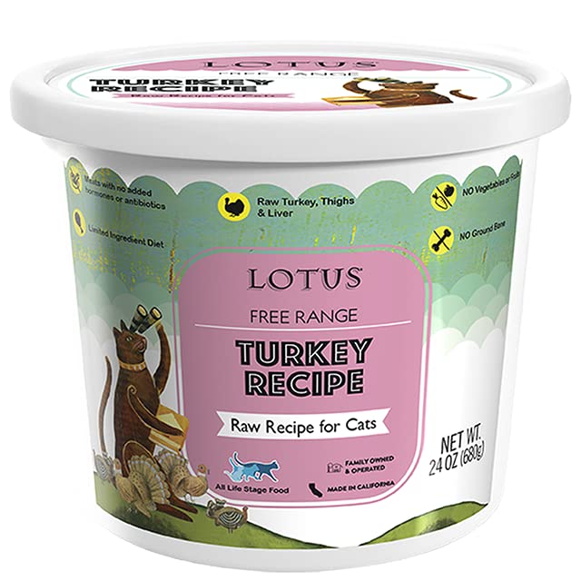 Lotus, Free Range Turkey Raw Frozen Cat Food, 24 Ounce