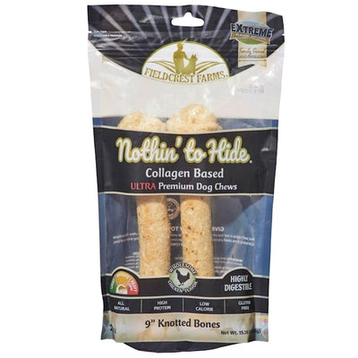 Fieldcrest Farms Nothin' to Hide 9" Knotted Chicken Flavor Bone Ultra Premuim Dog Chews, 15.1 oz., Count of 2