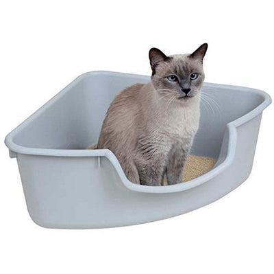 SmartCat Corner Litter Box, Gray