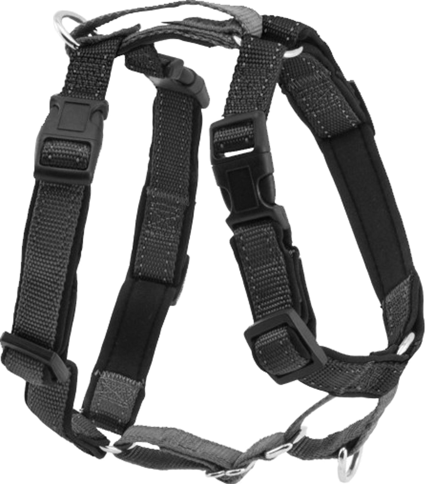 PetSafe 3 in 1 Dog Harness - No Pull Solution for Dogs - Reflective Dog Harness - Front D-Ring Clip Helps Stop Pulling - Comfortable Padded Straps - Top Handle Enhances Control - Black - Extra Small