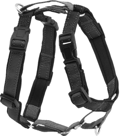 PetSafe 3 in 1 Dog Harness - No Pull Solution for Dogs - Reflective Dog Harness - Front D-Ring Clip Helps Stop Pulling - Comfortable Padded Straps - Top Handle Enhances Control - Black - Medium
