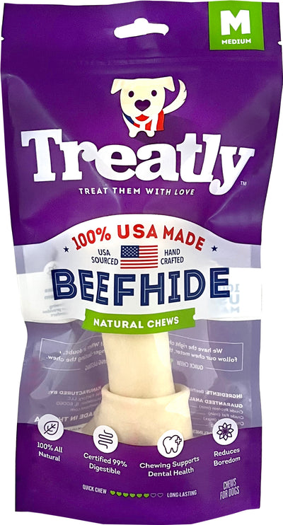 Treatly 100% Usa Beefhide Bone W/Header Card