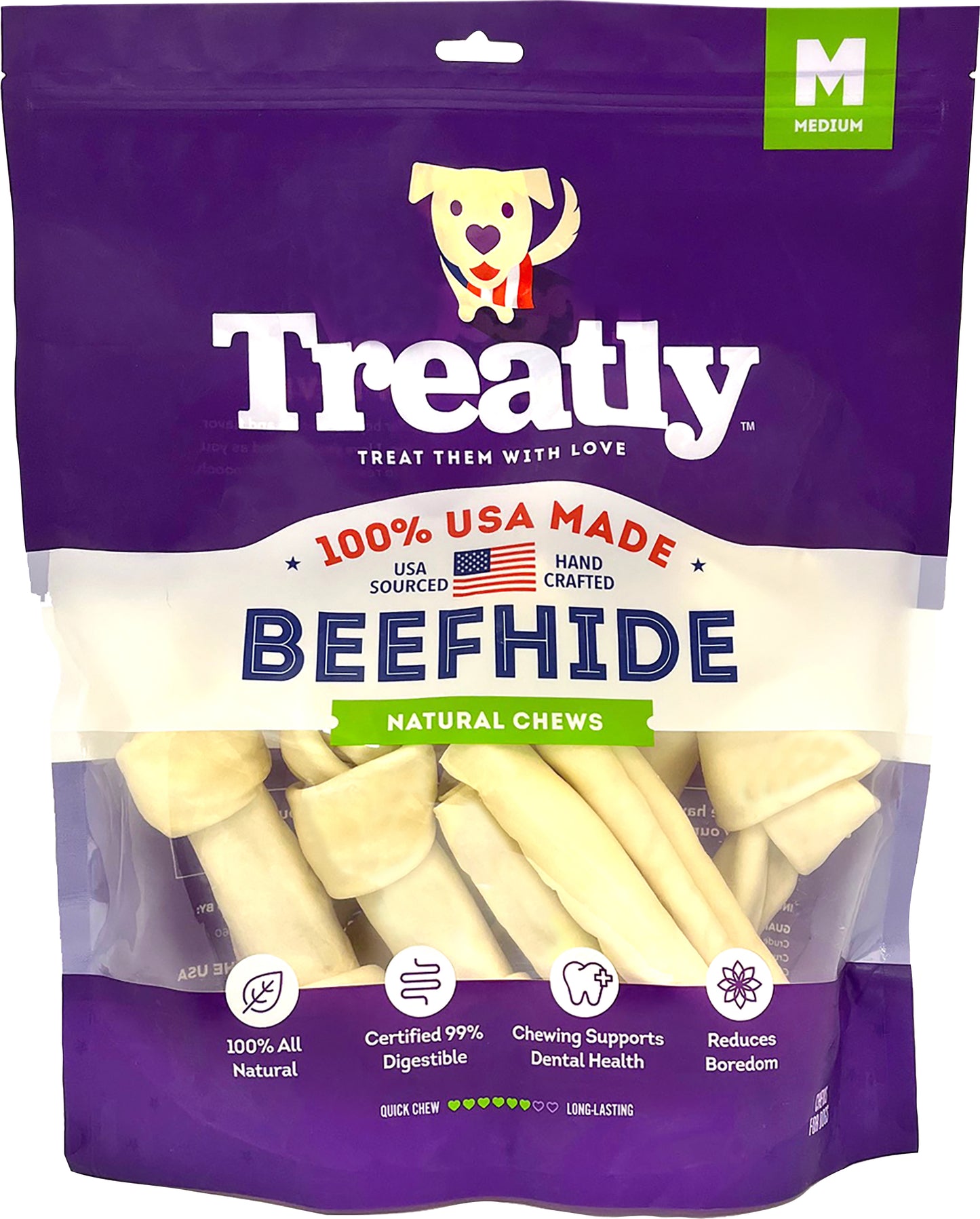 Treatly 100% Usa Beefhide Bones & Rolls