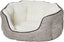 Quiet Time Tulip Pet Bed Fur in taupe XS size, open view, close-up of the bed's interior and exterior fabric.