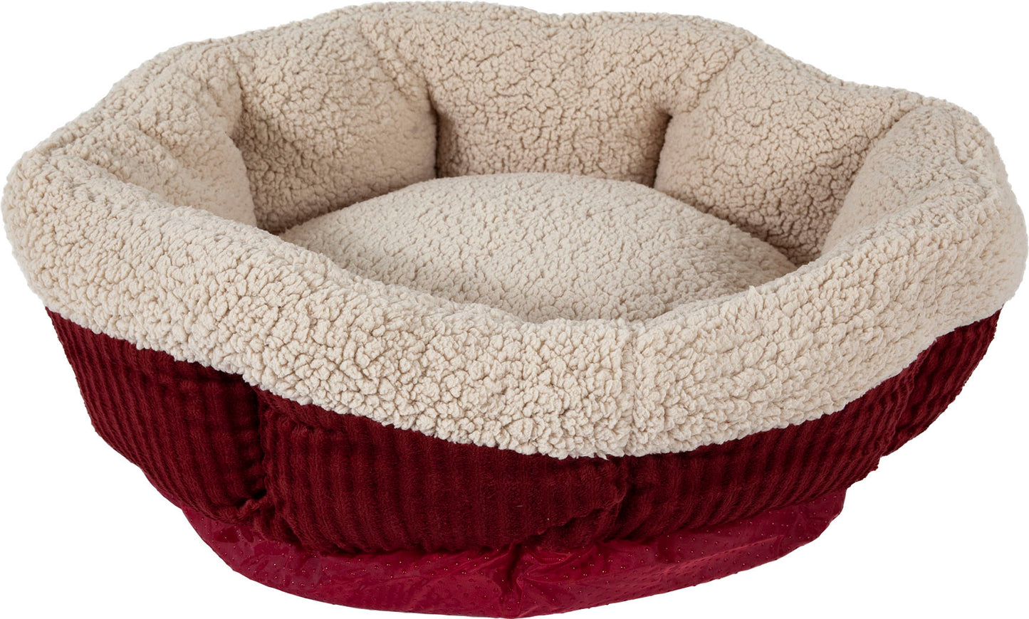 Petmate Aspen Pet Self Warming Round Bed, 19.5 Inches, Barn Red and Cream