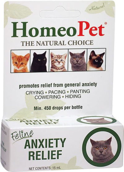 HomeoPet Feline Anxiety Relief, Natural Stress and Anxiety Support, Anxiety Supplement for Cats, 15 Milliliters