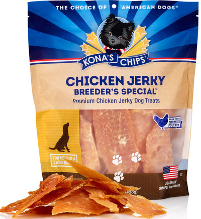 Kona's Chips Chicken Jerky Dog Treats, Breeder's Special, 4 oz
