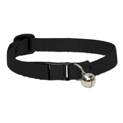 LupinePet Basics 1/2" Black Cat Safety Collar with Bell , 8-12"