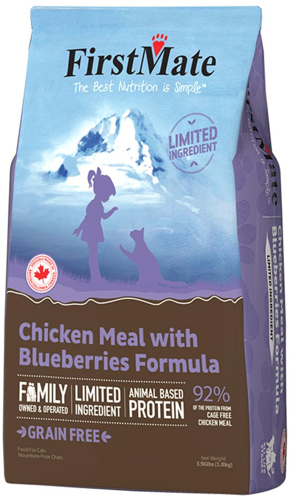 FirstMate Grain Free Chicken Meal with Blueberries Formula for Cats Dinner 4lbs