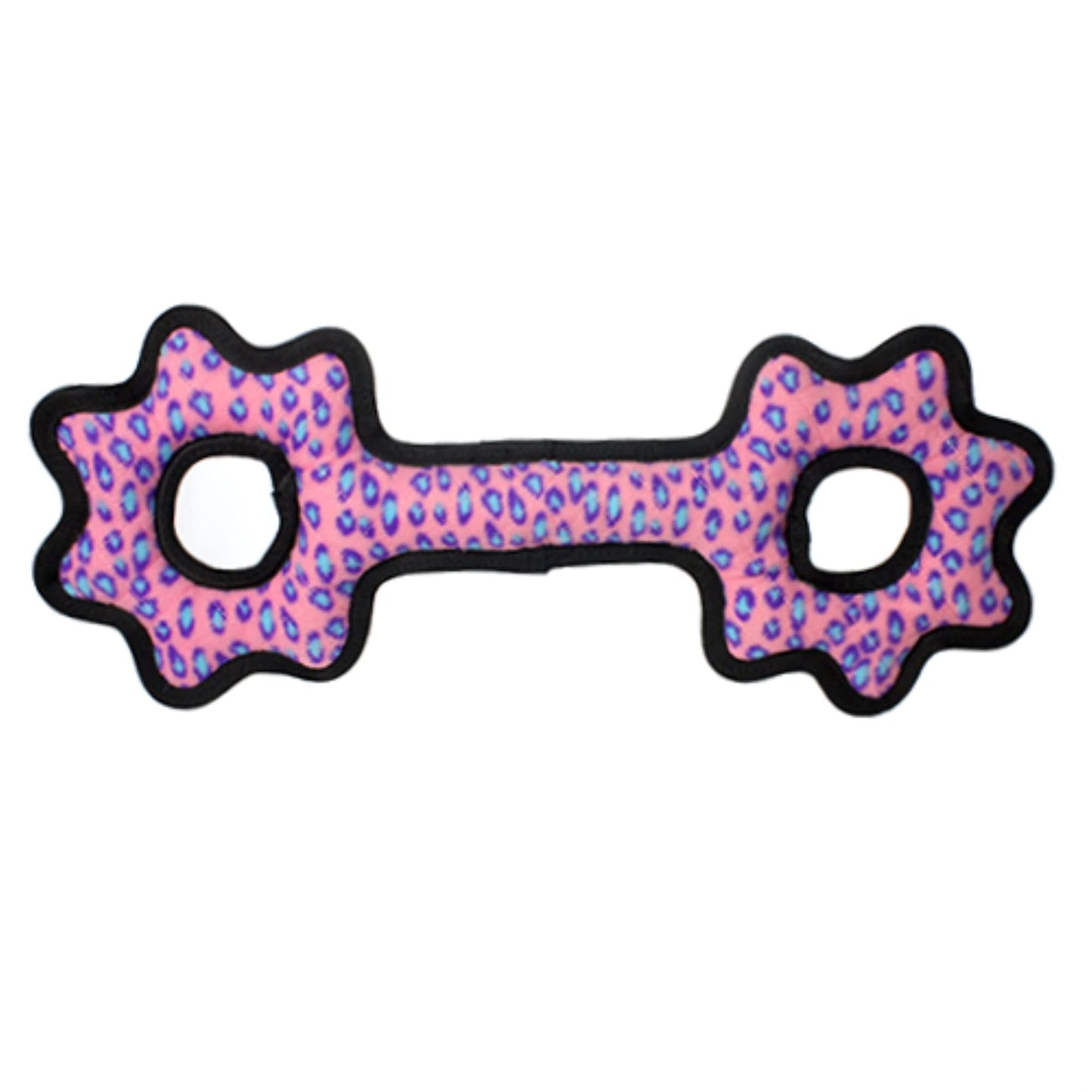 TUFFY-World's Tuffest Soft Dog Toy-Ultimate Tug-O-Gear- Squeakers-Multiple Layers. Made Durable, Strong & Tough. Interactive Play (Tug, Toss & Fetch). Machine Washable & Floats (Pink Leopard)