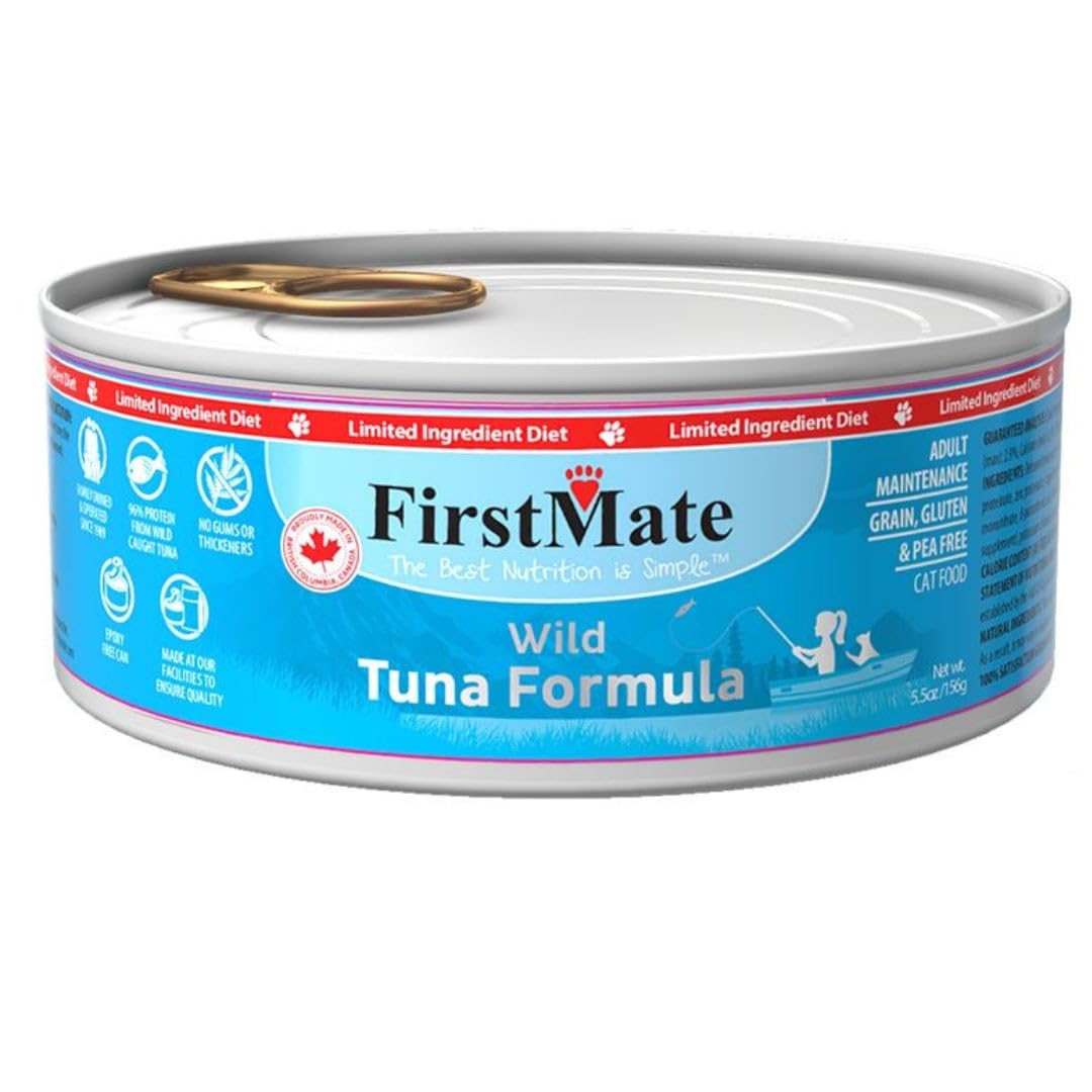 FirstMate Grain Free LID Cat Food Wild Tuna Formula 5.5 oz x 18 cans