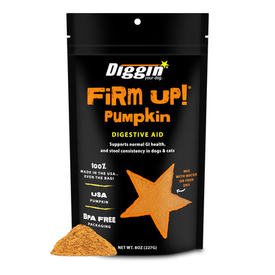 Diggin' Your Dog - Firm Up Pumpkin for Dogs & Cats - Fiber Supplement with Pumpkin & Apple Fiber for Cat & Dog Digestive Support - Made in USA, 8 oz