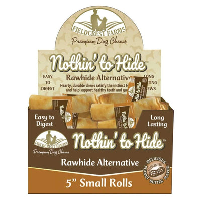 Fieldcrest Farms 2 Pack of Nothin' to Hide Peanut Butter Rolls, 5 Inch Small, Rawhide Alternative Dog Chews