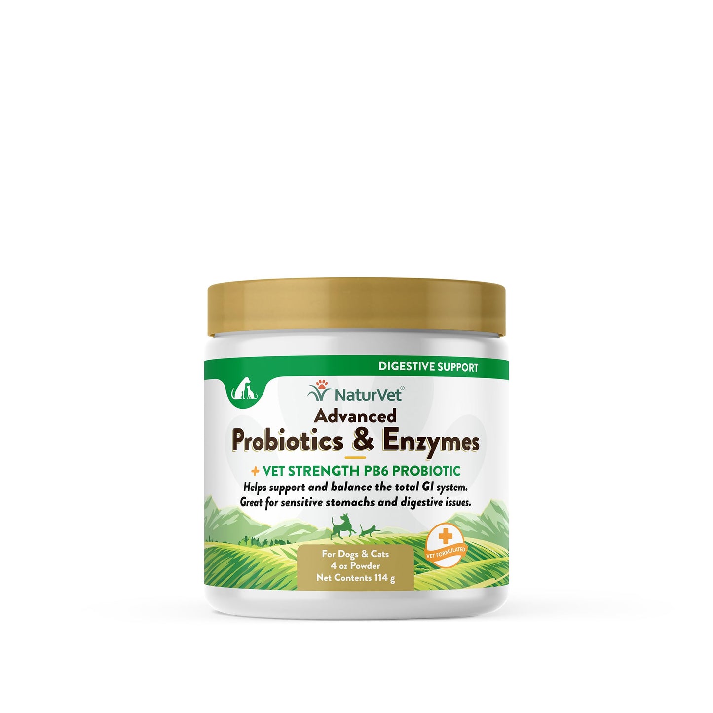 NaturVet - Advanced Probiotics & Enzymes - Plus Vet Strength PB6 Probiotic | Supports and Balances Pets with Sensitive Stomachs & Digestive Issues | for Dogs & Cats (4 oz)