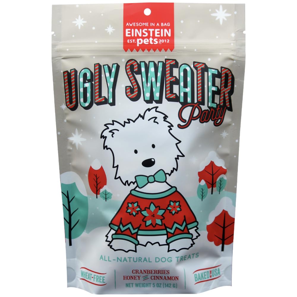 Einstein Pets Ugly Sweater Holiday Dog Treats, All Natural, Made in USA 5oz