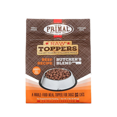 Primal, Raw Toppers Butcher's Blend Beef Recipe Frozen Meal Topper for Dogs & Cats, 32 Ounce