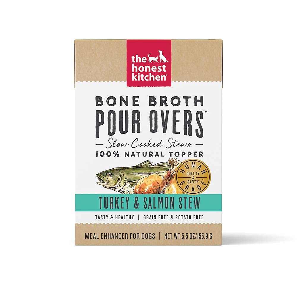 The Honest Kitchen, Bone Broth Pour Overs Turkey & Salmon Stew Dog Food Topper, 5.5 Ounce