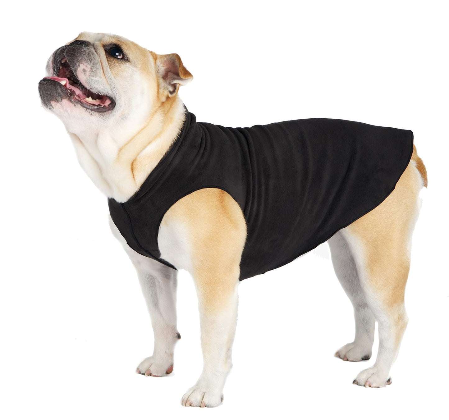 Gold Paw Stretch Fleece Dog Coat, Stretchy Pet Sweater, Machine Washable Pullover for Winter and Fall, Black, 18