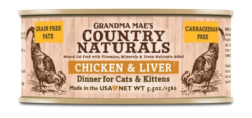 Grandma Mae'S 79700148 5.5 Oz Grain Free Chicken & Liver Dinner Cat Food (24 Pack), One Size