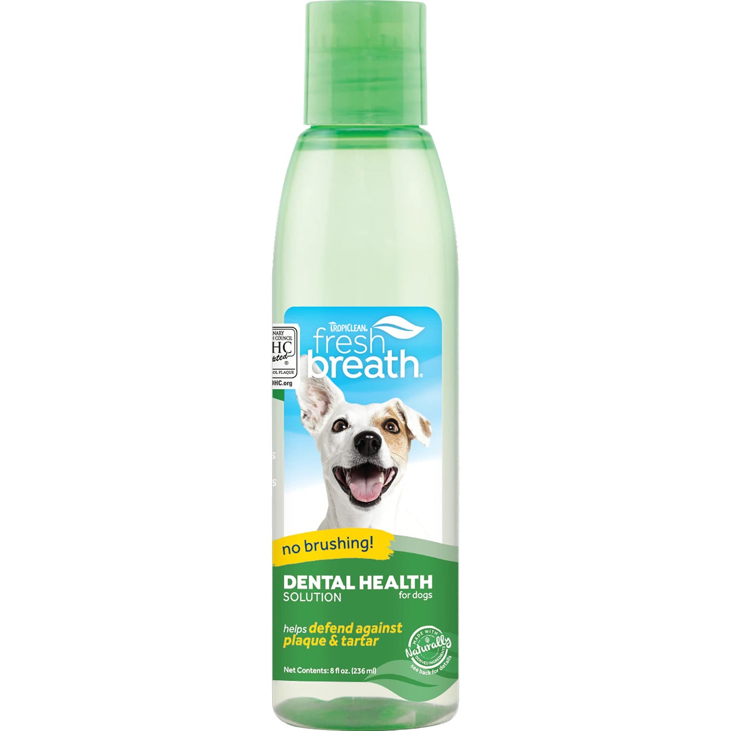 TropiClean Fresh Breath Oral Care Water Additive for Dogs, 8oz - Dental Health Solution - Dog Breath Freshener - Plaque & Tartar Defense - VOHC Accepted - Made in USA of Naturally Derived Ingredients