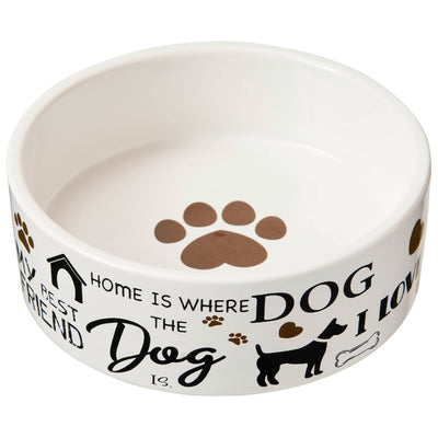 SPOT I Love Dogs Dish -Round Ceramic Food/Water Bowl with High Walls for Pets, Dishwasher Safe, Ideal for Small Dogs, Cats, Reptiles, Large Birds, 5in, 1.75 Cup (14oz)