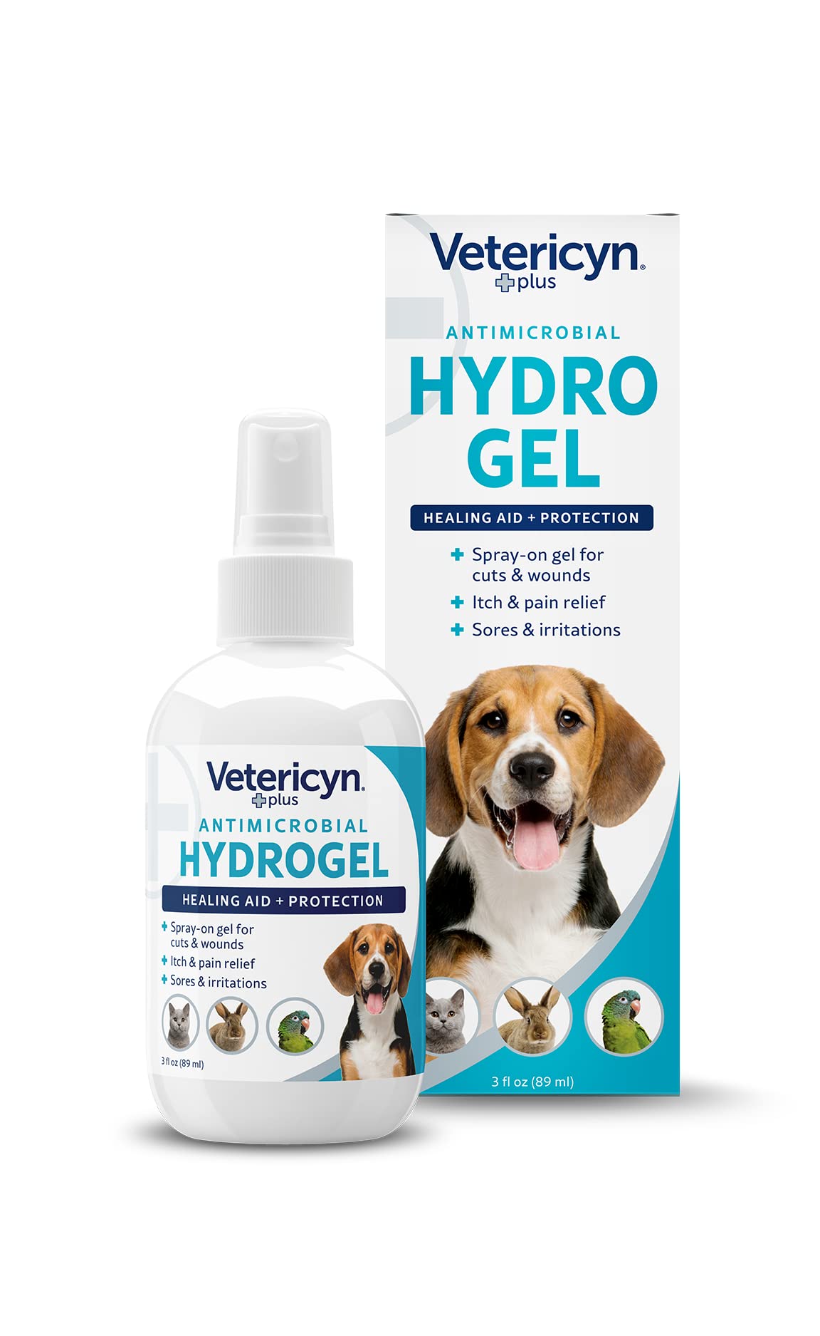 Vetericyn Plus Dog Wound Care Hydrogel Spray | Healing Aid and Wound Protectant, Sprayable Gel to Relieve Dog Itchy Skin, Safe for All Animals. 3 Ounces