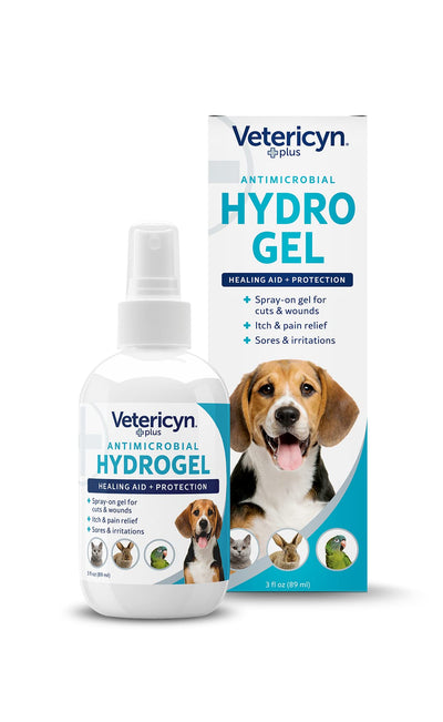 Vetericyn Plus Dog Wound Care Hydrogel Spray | Healing Aid and Wound Protectant, Sprayable Gel to Relieve Dog Itchy Skin, Safe for All Animals. 3 Ounces