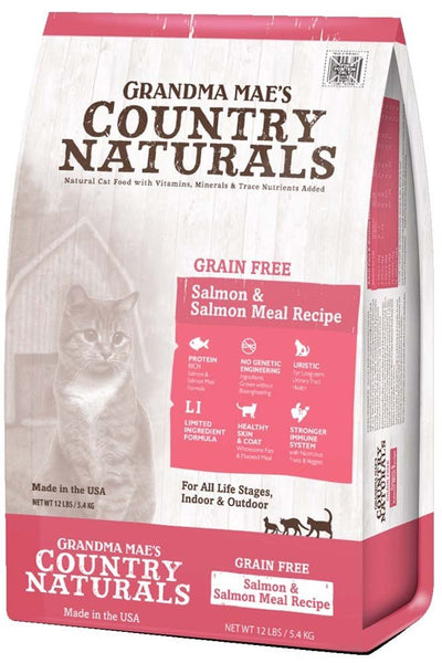 Grandma Mae's Country Naturals Grain-Free Salmon Meal Recipe for Cats and Kittens, 3 Pounds, Non-GMO Uristic Formula