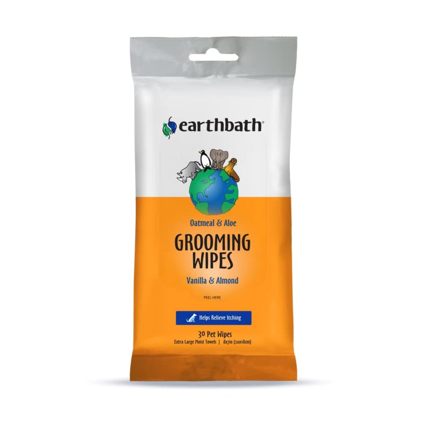 earthbath, Oatmeal & Aloe Grooming Wipes - Dog Wipes for Paws and Butt, Best Pet Wipes for Dogs & Cats, Helps Relieve Itchy & Dry Skin, Made in USA, Cruelty-Free - Vanilla & Almond 30 Count (1 Pack)