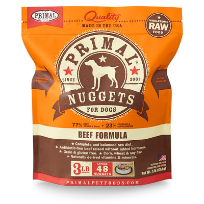 Primal Pet Foods 850001 Canine Beef Nuggets, 3-Pound