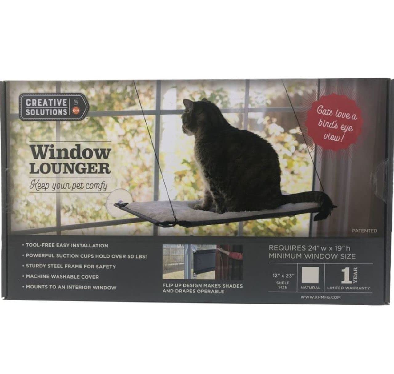 K&H Pet Products Window Lounger Cat Perch Natural 23 X 12 Inches