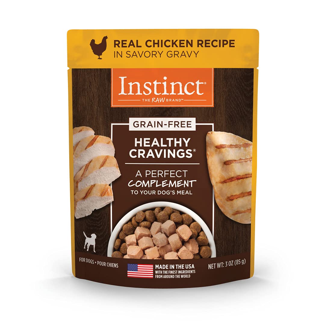 Instinct Healthy Cravings Grain Free Real Chicken Recipe Natural Wet Dog Food Topper By Nature'S Variety, 3 Oz. Pouches