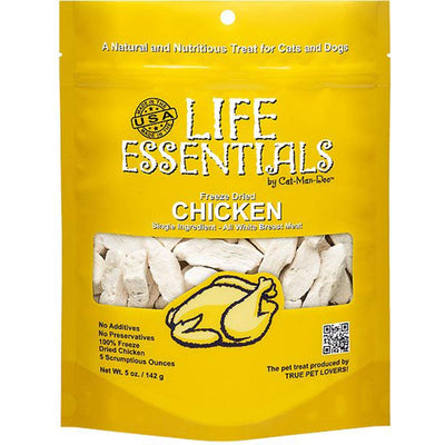 LIFE ESSENTIALS BY CAT-MAN-DOO All Natural Freeze Dried Chicken for Dogs & Cats - No Fillers, Preservatives, or Additives - Grain Free Tasty Treat - 5 Oz Bag - Made in USA