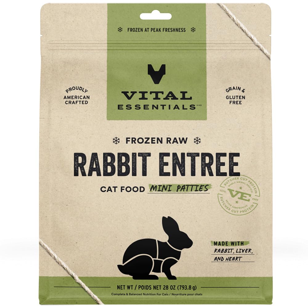 Vital Essentials Rabbit Entrée Mini Patties Frozen Raw Cat Food