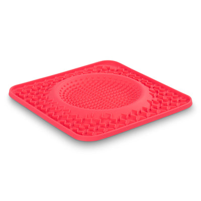 Messy Mutts Silicone Therapeutic Licking Bowl Mat | 10" x 10" | Slow Feeder Mat for Boredom & Anxiety | Lick Pad for Dogs & Cats (Watermelon)