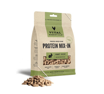 Vital Essentials Freeze Dried Raw Protein Mix-in Dog Food Topper, Rabbit Mini Nibs Topper for Dogs, 6 oz