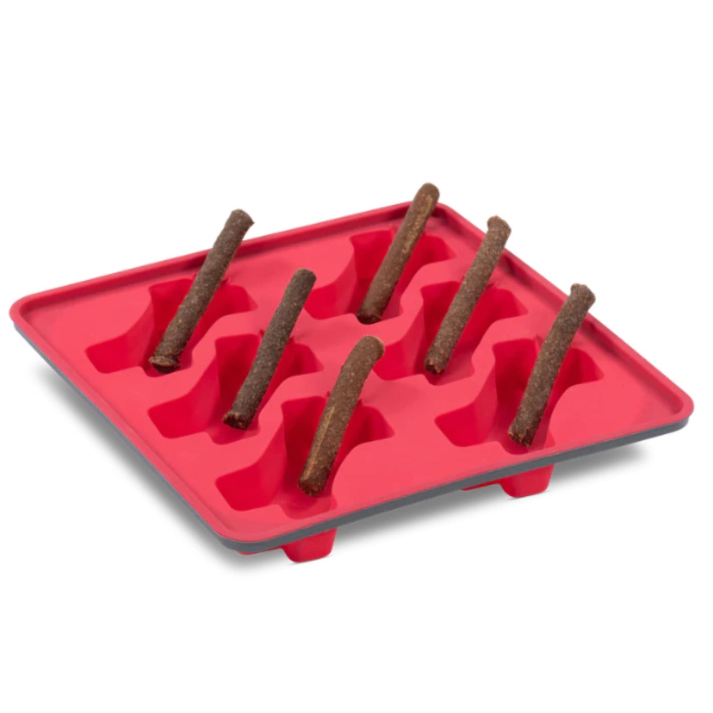 Messy Mutts Framed Silicone Popsicle Mold | 10â€ x 10â€ Tray | 6 Easy to Fill Treats Per Tray | 1.5 oz and 3 oz Fill Lines for Perfect Pour | DIY Dog Pupsicle Mold | Dishwasher Safe | Watermelon