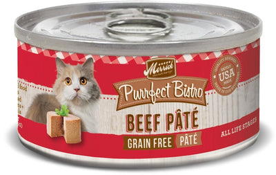 Merrick Purrfect Bistro Grain Free Beef Pate Canned Cat Food, 5.5 oz., Case of 24