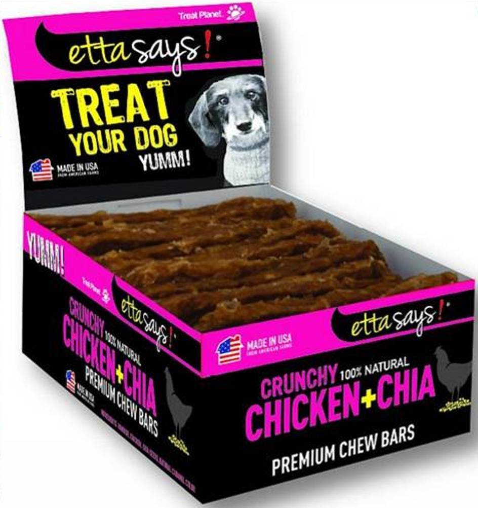 etta says! Premium Crunchy Chew Bars - All Natural - Chicken + Chia - Made in The USA (12 Count Pack of 1)