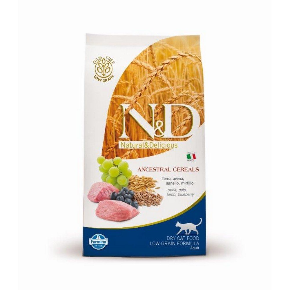 Farmina Natural And Delicious Lamb And Blueberry Low-Grain Formula Dry Cat Food