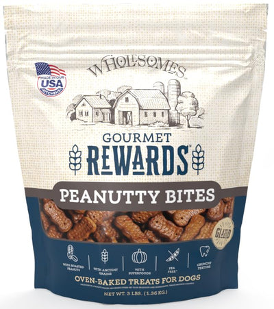 SPORTMiX Wholesomes Gourmet Rewards Peanutty Bites Dog Biscuits, 3Lb. Bag, 2100364