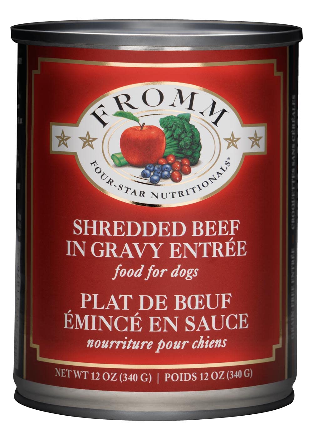 Fromm Four-Star Nutritionals Shredded Beef in Gravy EntrÃ©e Dog Food - Premium Wet Dog Food - Beef Recipe - 12 oz Can